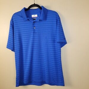 Grand Slam Polo Shirt Mens Large Blue Striped Short Sleeve
